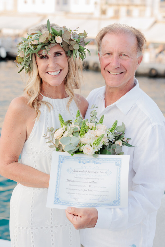 Wedding in Hydra Renewal Marriage on a Catamaran Hydra Wedding Photographer